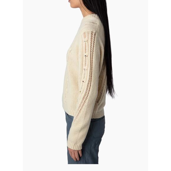 Zadig & Voltaire Defile Morley Cable Knit Cream Sweater NWT Small - Picture 4 of 12